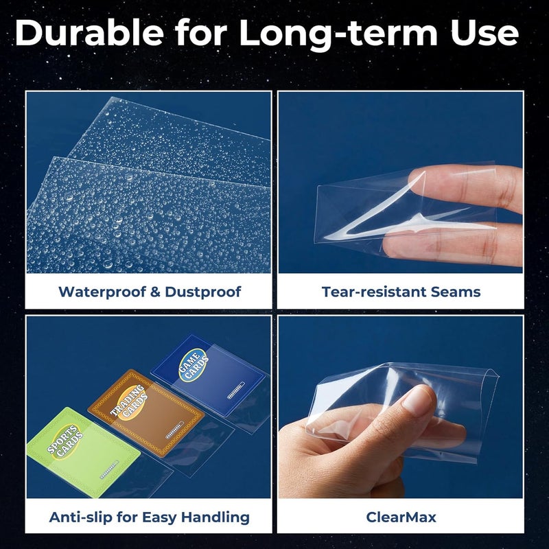 Fabmaker 500 حزمة أكمام داخلية، أكمام داخلية شفافة ممتازة للتغليف المزدوج، لحماية جميع بطاقاتك القياسية، بطاقات التداول، لا تتمزق 64x89 مم - Image 5